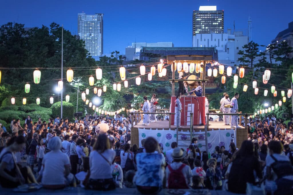 a group of people watching a performance